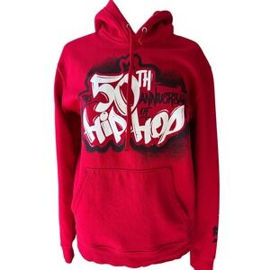 50th Anniversary of Hip Hop Hoodie Red M Sweatshirt Hip Hop Urban Streetwear